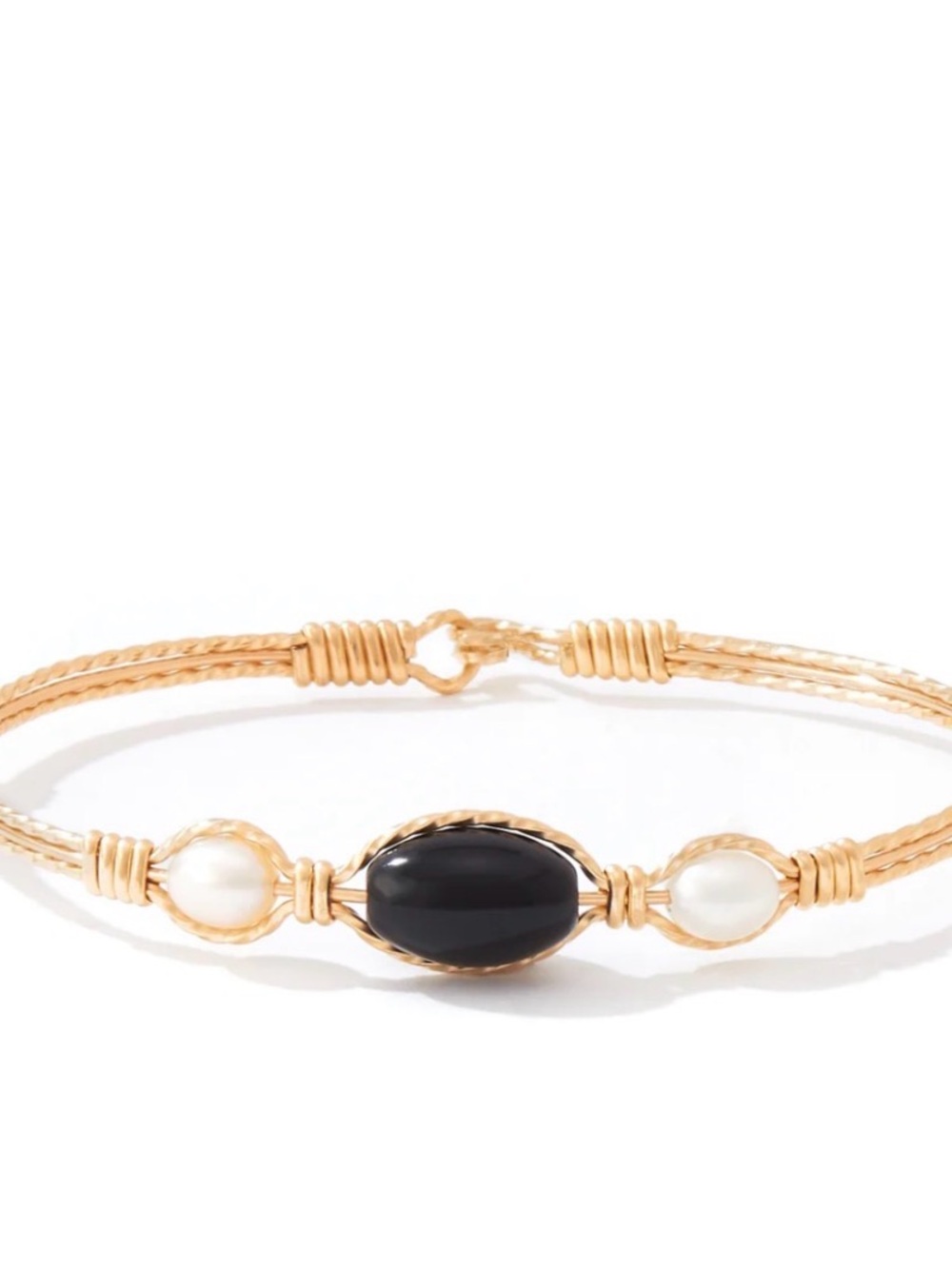 Ronaldo Gold Black Onyx and Pearl Trinity Bracelet